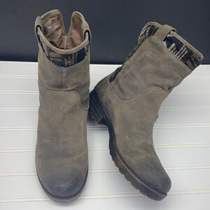 Tara M Abeo Taya Southwest Fabric Suede Boots Size 9.5